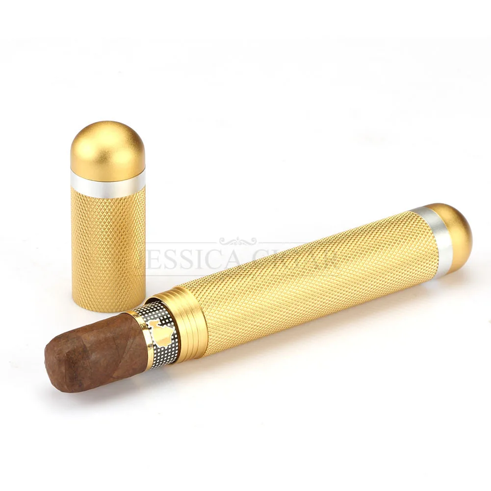 Galiner Black/golden Aluminium Single Cigar Tube Travel Pocket Cigar