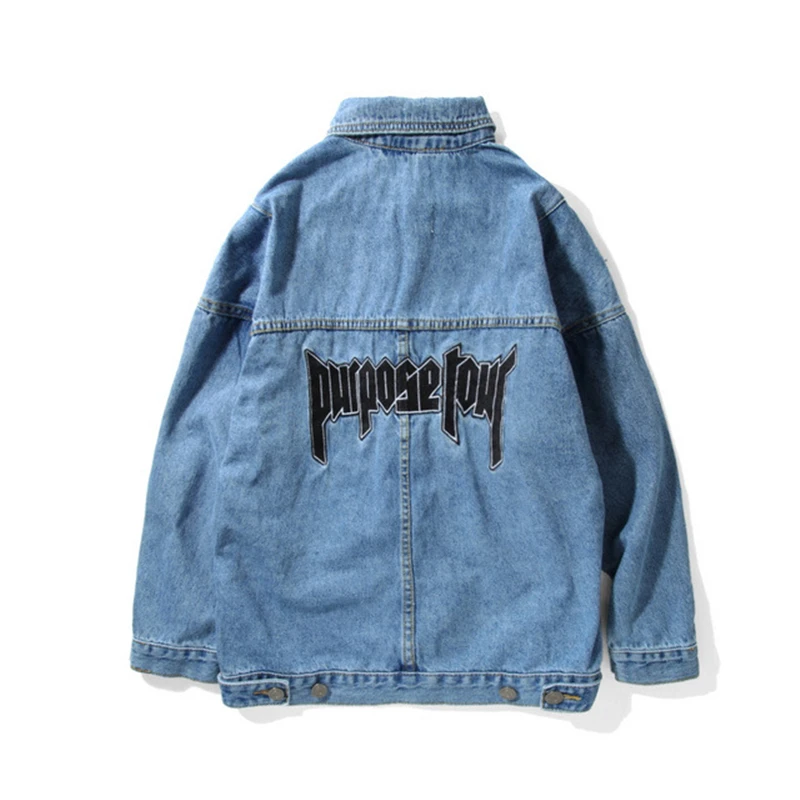 Stitched Purpose Tour Men Denim Jackets 2016 Newest Justin Bieber