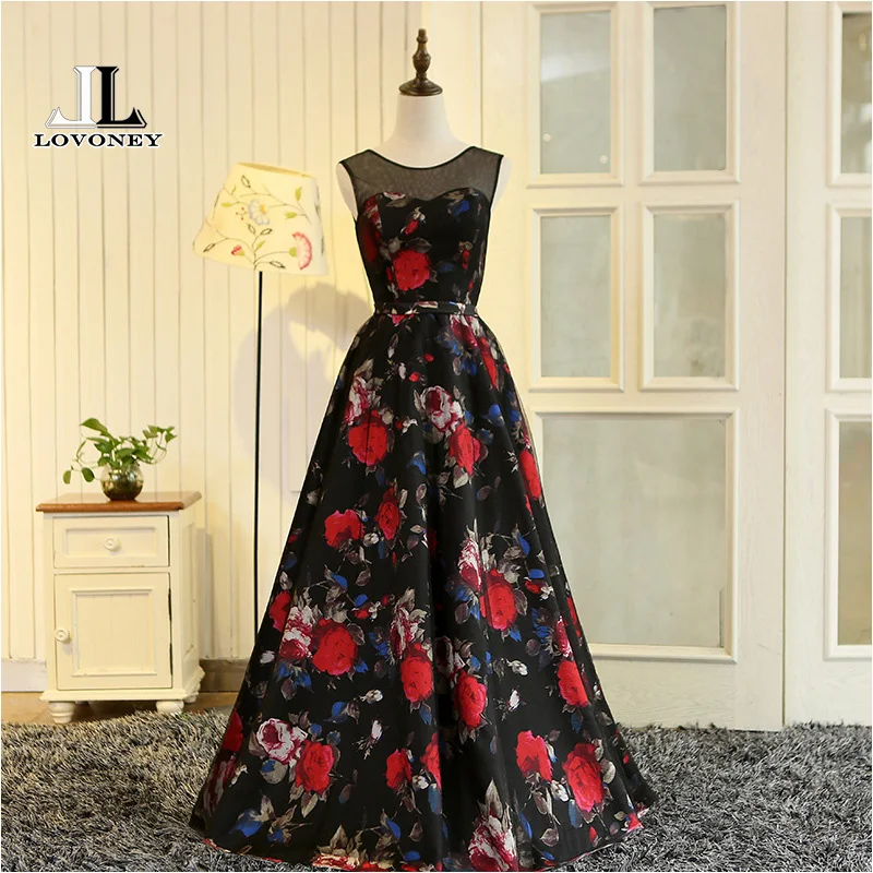 LOVONEY A-Line O-Neck Plus Size Evening Dress Long Formal Dress Women Occasion Dresses Evening Gown Vestidos De Festa M223 LOVONEY A-Line O-Neck Plus Size Evening Dress Long Formal Dress Women Occasion Dresses Evening Gown Vestidos De Festa M223