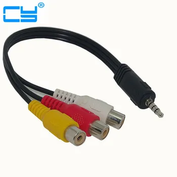 

100pcs/Lot 3.5mm Mini AV Male to 3RCA Female M/F Audio Video Cable Stereo Adapter Cord Free shipping By UPS DHL