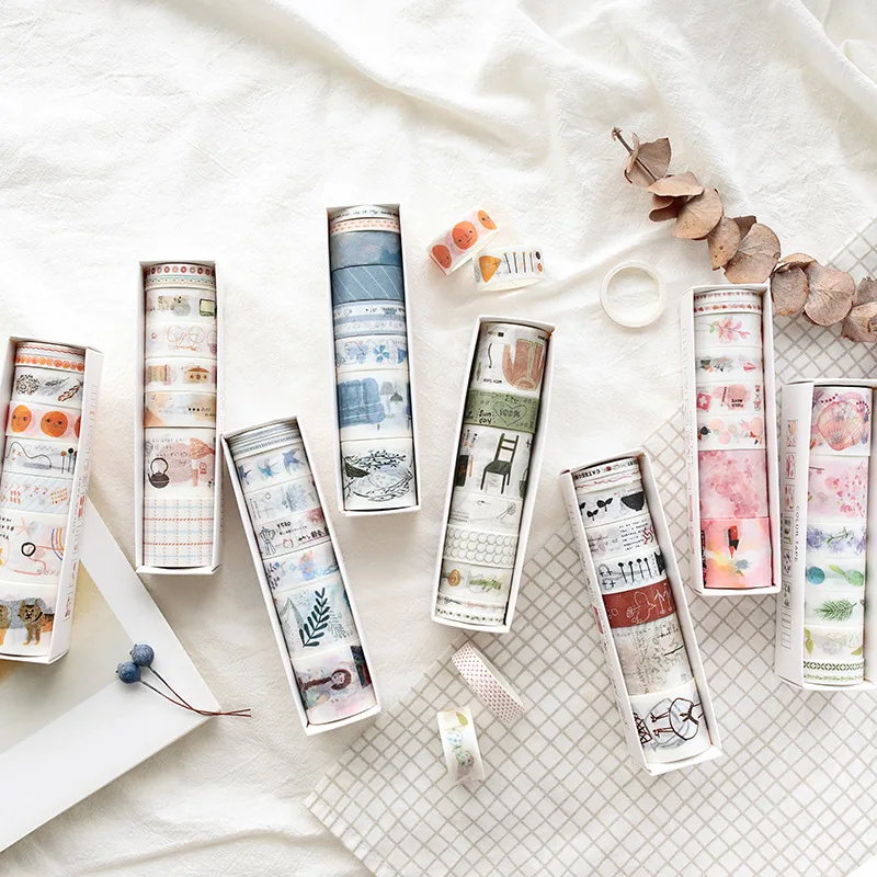 

AAGU 8PCS/Box Decoraitve Washi Tape Set Scrapbooking Japanese/Adheisve/Christmas Washi Tape Lot Box Package Washi Tapes Floral