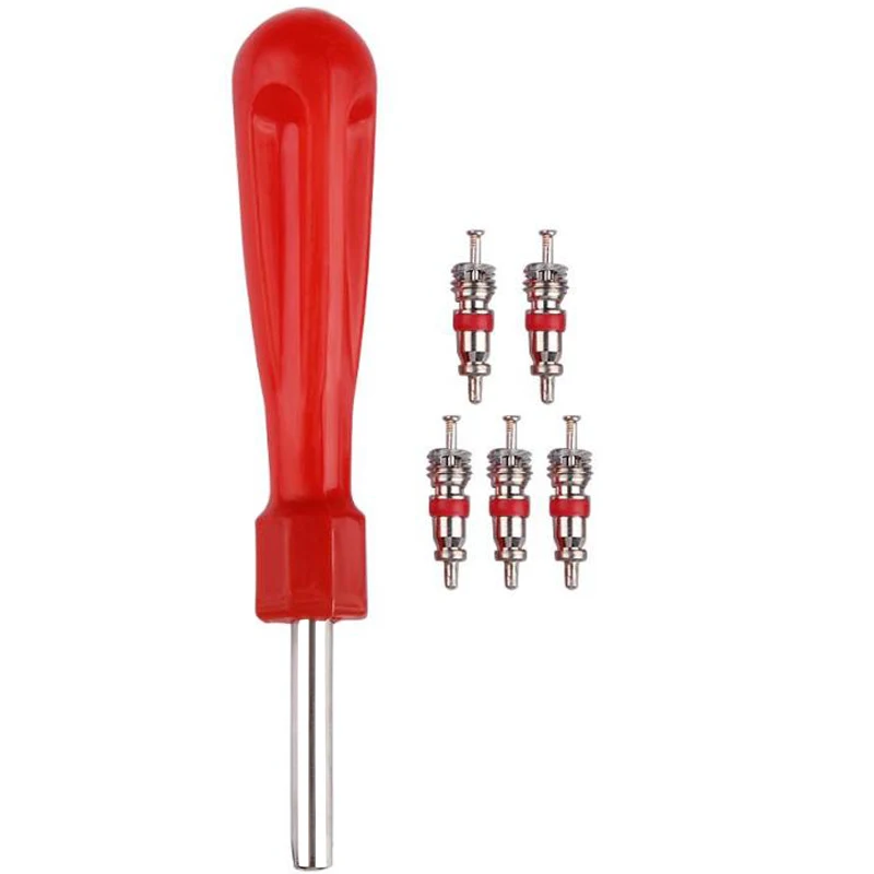 

VODOOL 5pcs Valve Cores with Car Bicycle Tyre Car Motorcycle Tyre Tire Valve Core Wrench Installation Remover Repair Metal Tool