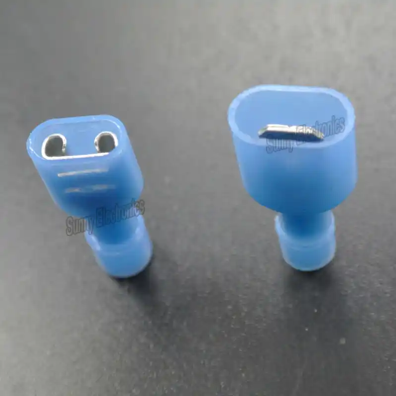 Blue 30A 6.3mm Fully Insulated Receptacles Pack 100