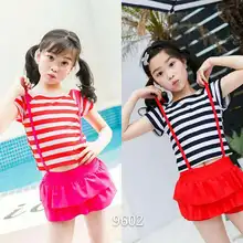 Купальники для девочек-подростков; цельнокроеное короткое платье; купальный костюм в полоску; купальный пляжный костюм; одежда для подростков; детская одежда; badmode