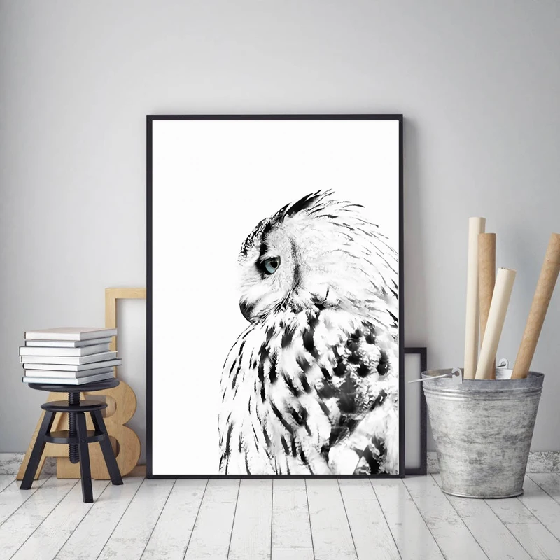 

Feather Posters And Prints Owl Wall Art Canvas Painting Wall Pictures For Living Room Nordic Decoration HD2317