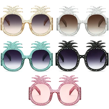 

Pineapple Oversize Women's Oval Sunglasses Rhinestone Decor UV400 Party Eyewear
