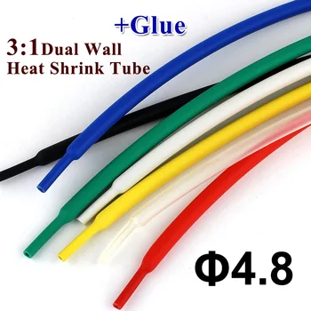

1meter/lot 4.8mm Heat Shrink Tube with Glue 3:1 ratio Dual Wall Shrinkable Tubing Adhesive Lined Wrap Wire Cable kit thick wall
