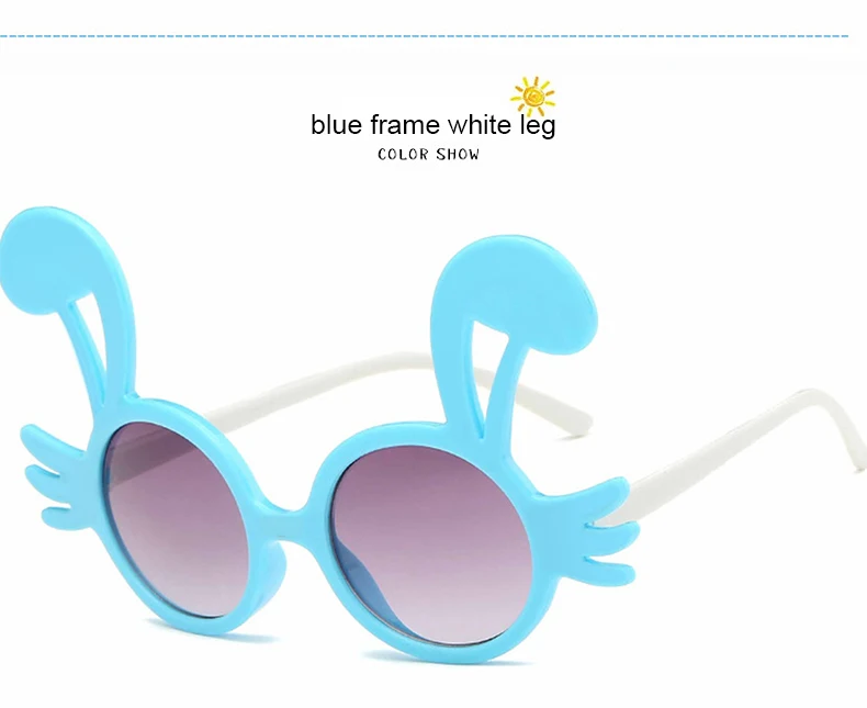1 (10)MINIMUM Cute rabbit shape Flexible Kids Sunglasses Polarized Child Baby Safety Coating Sun Glasses UV400 Eyewear Shades Infant 