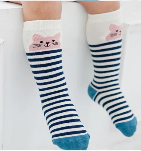 Cat Носки детские носки до колен Chaussettes Enfant для новорожденных Длинные полосатые дети детские хлопковые носки