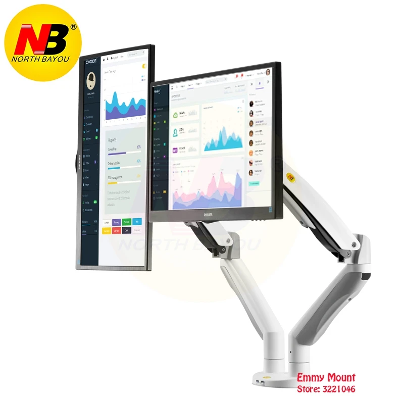 NB F195A алюминиевый сплав 22 32 дюйма двойной ЖК дисплей LED монитор крепление газа