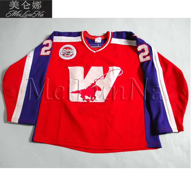 

MeiLunNa Customize Calgary Wranglers Jerseys Home Road White Red Sewn Any Name NO.Size W