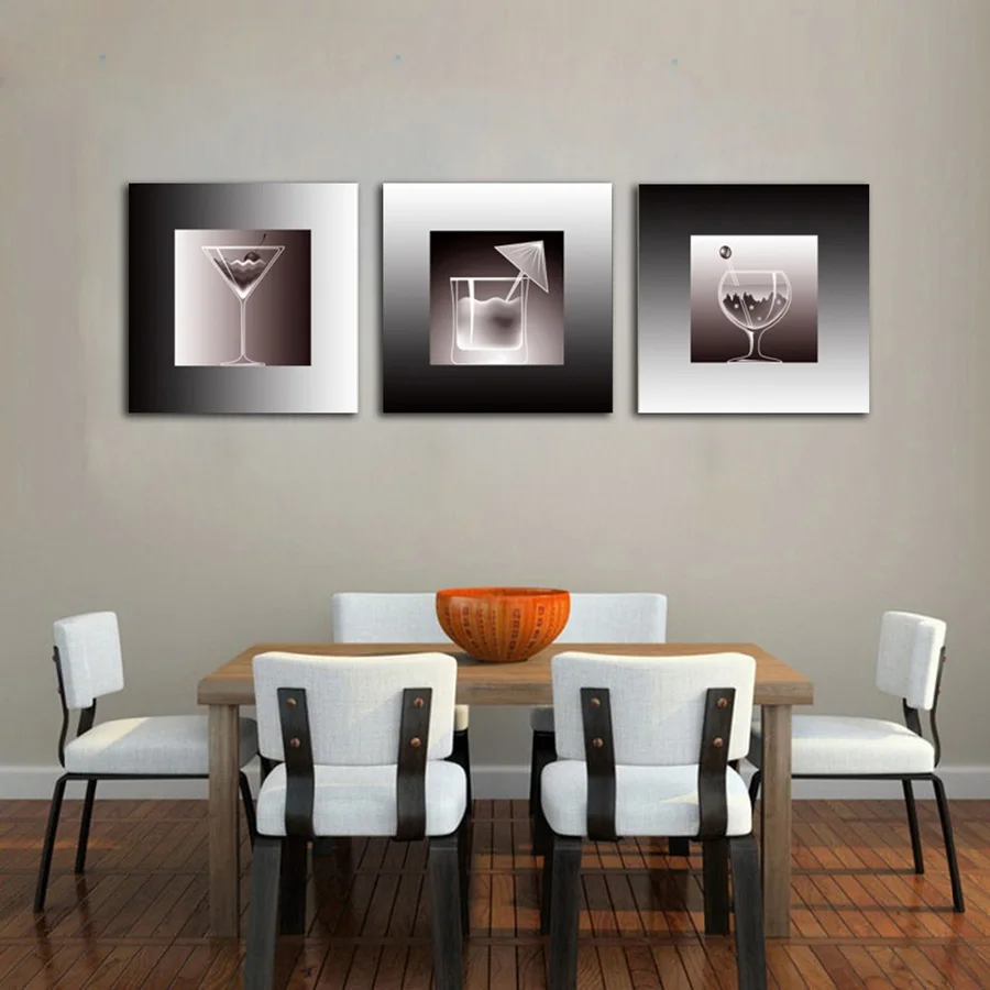

Concise Juice and Wine Kitchen Backdrop Picture 3 Pieces Unframed Canvas Wall Art Painting Modern Home Decoration Poster