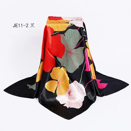 90*90 см большой квадратный шелковый шарф для женщин Весна Лето Новая мода цветочный принт шаль Женский Тонкий шелковый шарф для девочек обертывания - Цвет: 7
