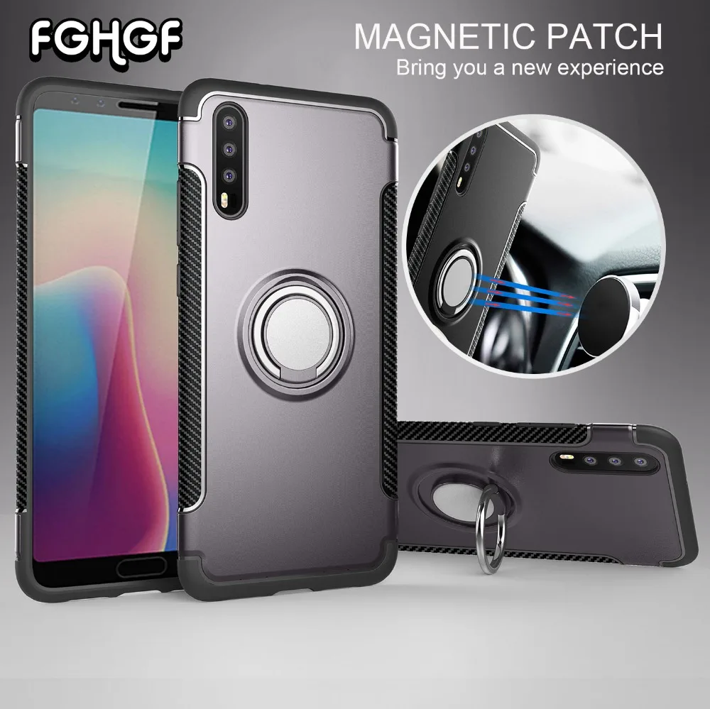 

P20 Case For Huawei Nova 3E Luxury Hawei P20 Lite Adsorbable Magnetic Ring Armor Back Cover Silica Gel Soft Anti-drop Phone Capa