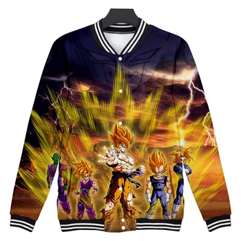 

Funny Anime Harajuku DRAGON BALL 3D Baseball Jacket Fashion Long-sleeved V-neck Cool 2019 Trend Casual Baseball Uniform