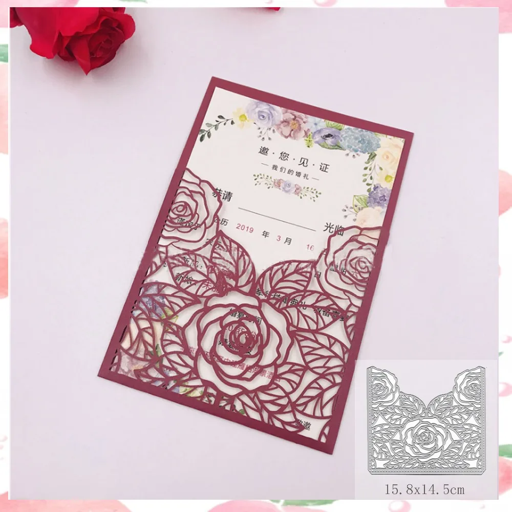

Greeting Card Roses Metal Cutting Dies for Scrapbooking DIY Album Embossing Folder Paper Cards Maker Template Stencils Crafts
