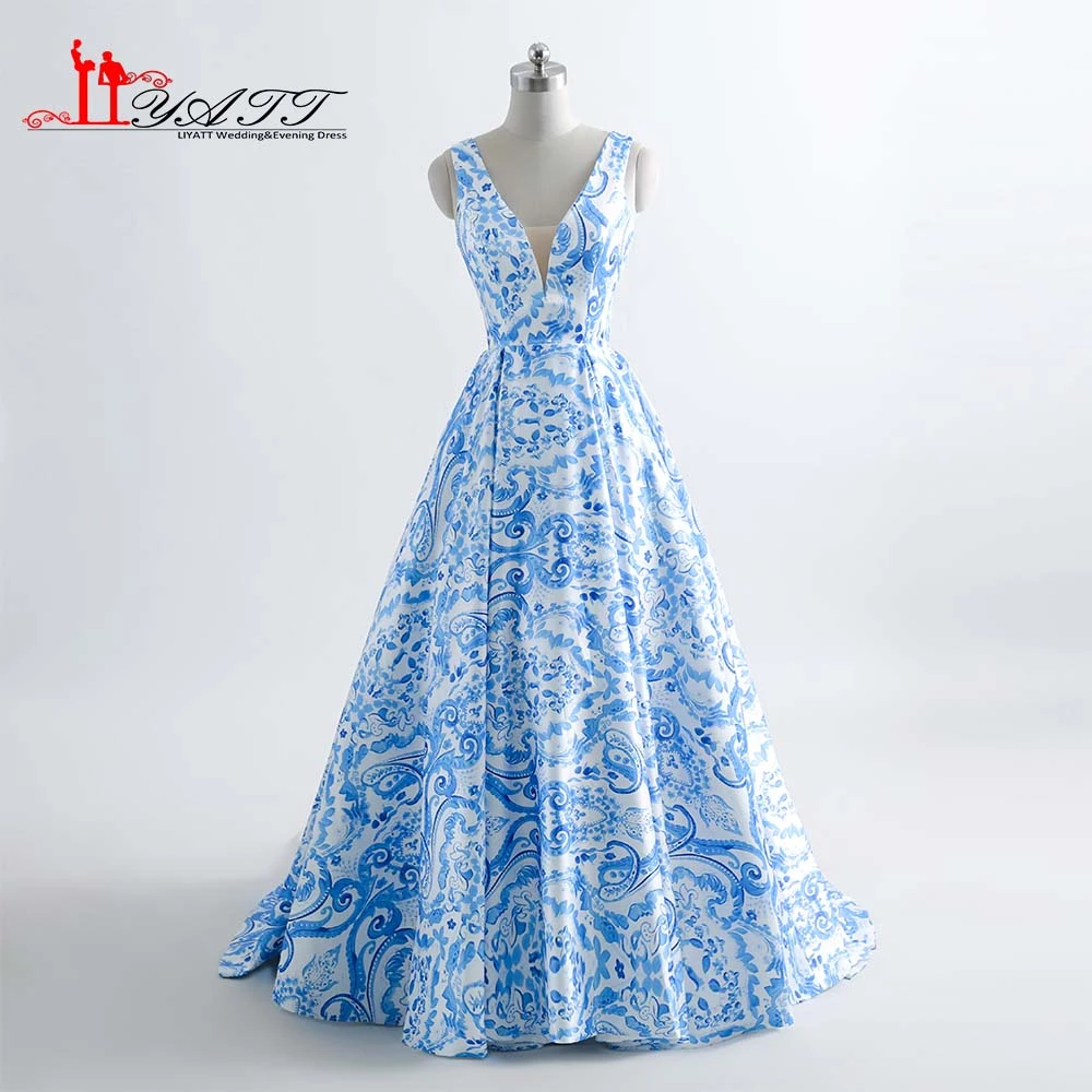 Lange Abendkleider Blume Floral V ausschnitt Druckmuster Elegante Lange Abendkleider Blume Floral V ausschnitt Druckmuster Elegante