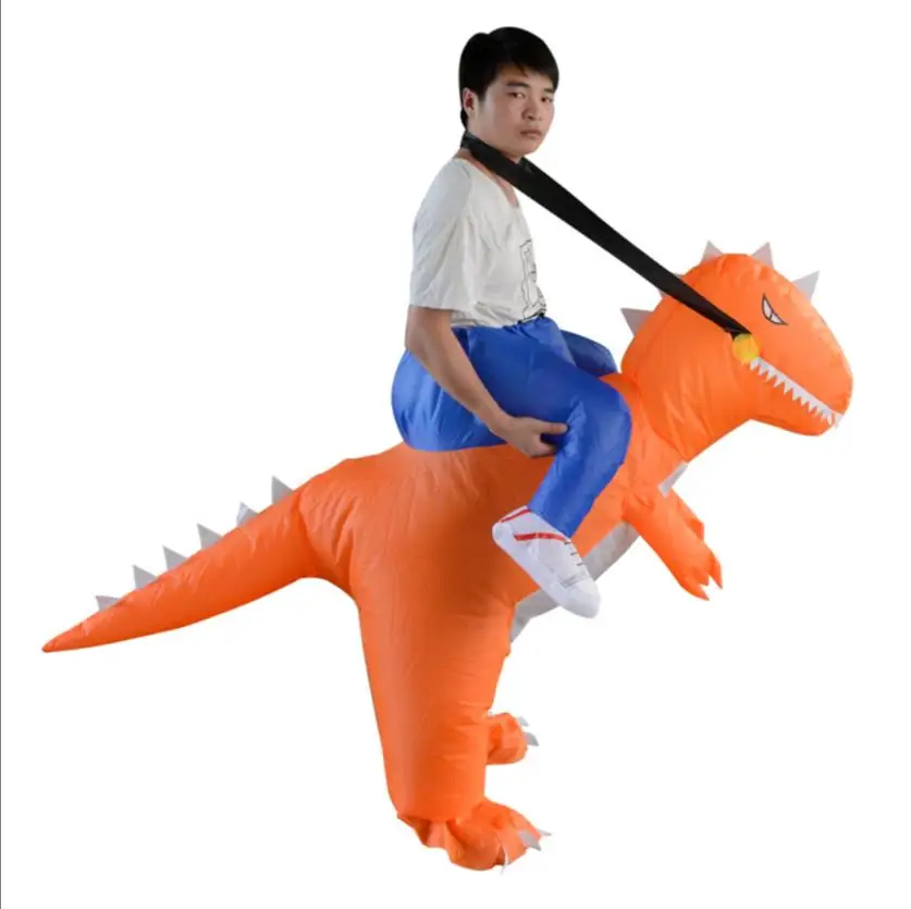 Пурим костюмы Airblown вентилятор работает T-Rex в парк развлечений надувные костюм с динозавром комплект одежды костюм для детей и взрослых Dino Rider