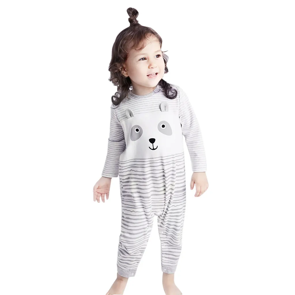 

Brand Fashion Kid Baby Boy Girl High quality Cute Infant Baby Boys Girls Long Sleeve Cartoon Print Striped Long Sleeve Jumpsuit