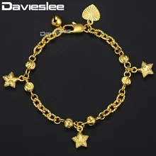 Davieslee детские браслеты золото Роло Снаряженная кубинская цепь браслет Звезда Шарм браслет Детские украшения подарки дропшиппинг DGB448