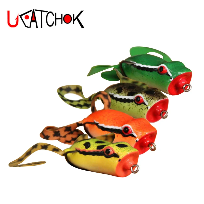 

55cm/14g popper style frog fishing lure bait 4color available sharp VMC hooks