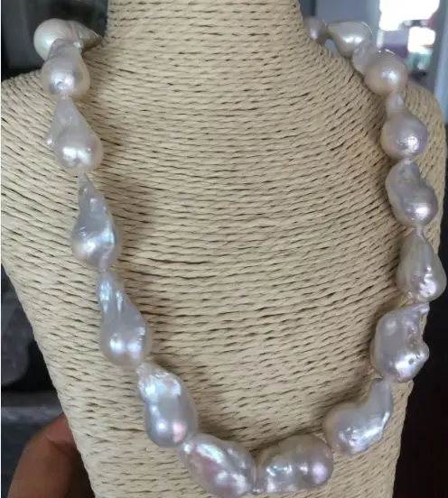 

classic 20-25mm south sea white baroque pearl necklace 18inch925silver