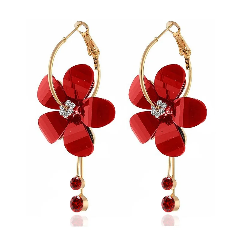 

Lilac small flower ear nail inlay character big ear ring acrylic earrings Korean version ear ornaments exaggerated earrings