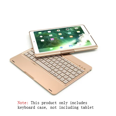 gold Роскошный вращающийся на 360 чехол из алюминиевого сплава для iPad aie 3 Pro 10,5 A1701 Беспроводная подсветка Bluetooth клавиатура чехол+ ручка+ пленка - Цвет: gold