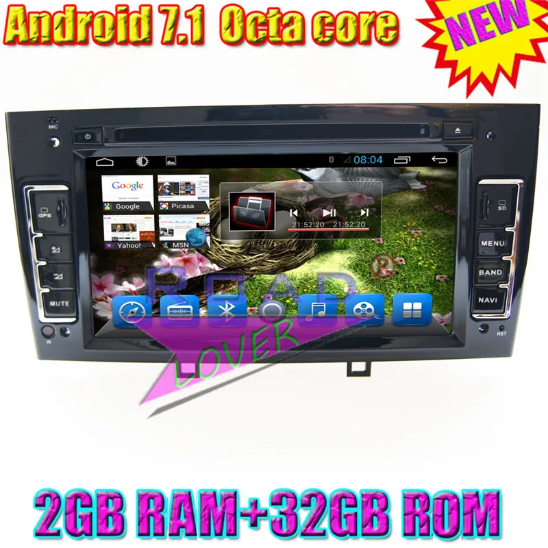  TOPNAVI 2G+32GB Octa Core Android 7.1 Car Media Center DVD Player For Peugeot 308 408 Stereo GPS Na