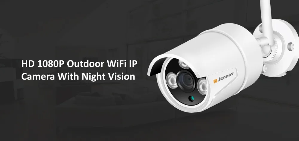 Câmera de Segurança de Vigilância de Vídeo ao ar Livre à Prova de Intempéries Gravação de Áudio Jennov Câmera Wi-fi Embutido Cartão sd Cctv 1080 p hd 2mp ip 3 Jennov hd 2mp câmera ip wi fi