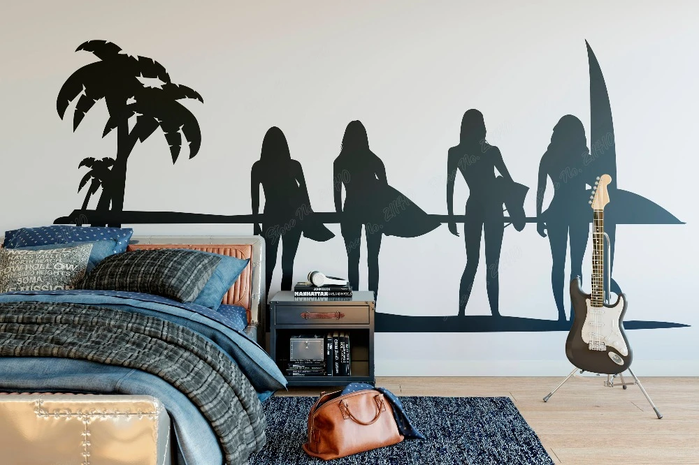 Sunset Ocean Surf Girl Summer Wall Decal For Surfers Wall Decal Bedroom Living Room Decor Removable Vinyl Art Wall Sticker B134 Wall Decals Art Wall Stickerwall Sticker Aliexpress