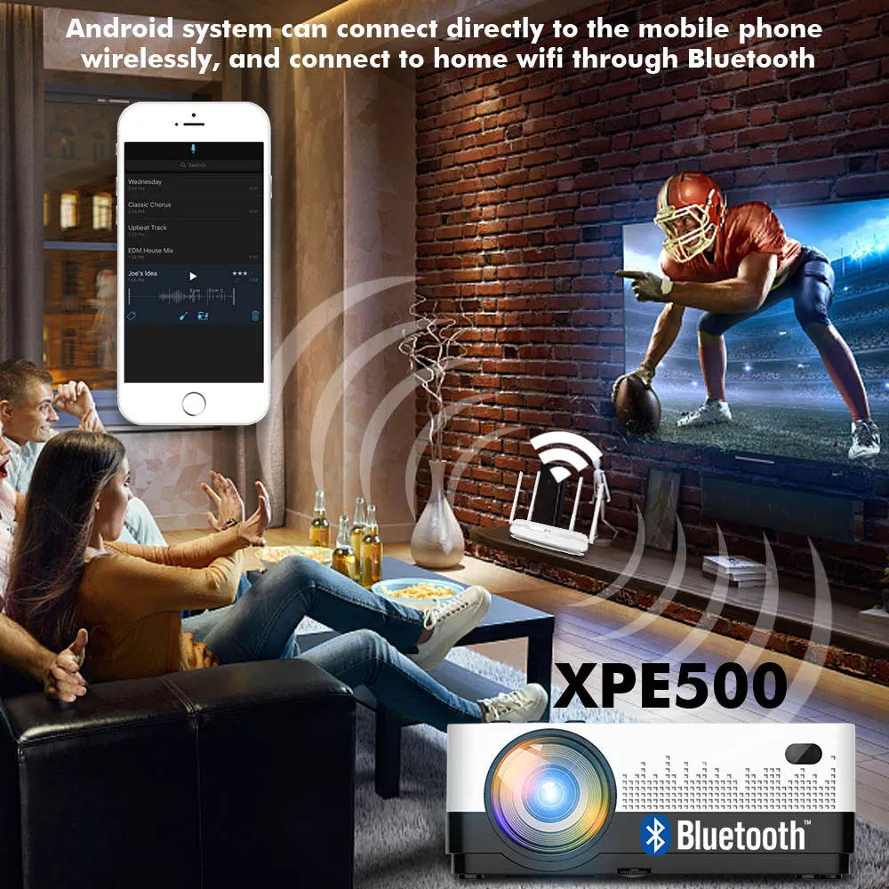CRENOVA 2019 más nuevo Led proyector HD 1280*728 Android 6,1 OS 4300 lúmenes de cine en casa película proyector con WIFI Bluetooth - 4