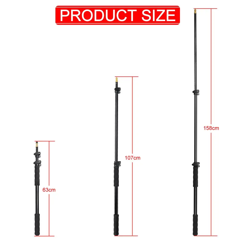 Телескопический светильник Fotoconic 158 см из алюминиевого сплава с держателем для стрелы, удлинительная опорная штанга, портативная ручка для вспышки Speedlite