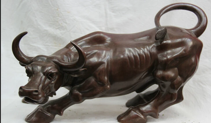 

JP S62 6 " China Chinese Bronze Folk Zodiac Year Bull Oxen animal Statue Feng Shui B0403