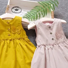 Детские платья для девочек; однотонное платье без рукавов с бабочками для маленьких девочек; солнечное платье принцессы; летнее платье для девочек;#06