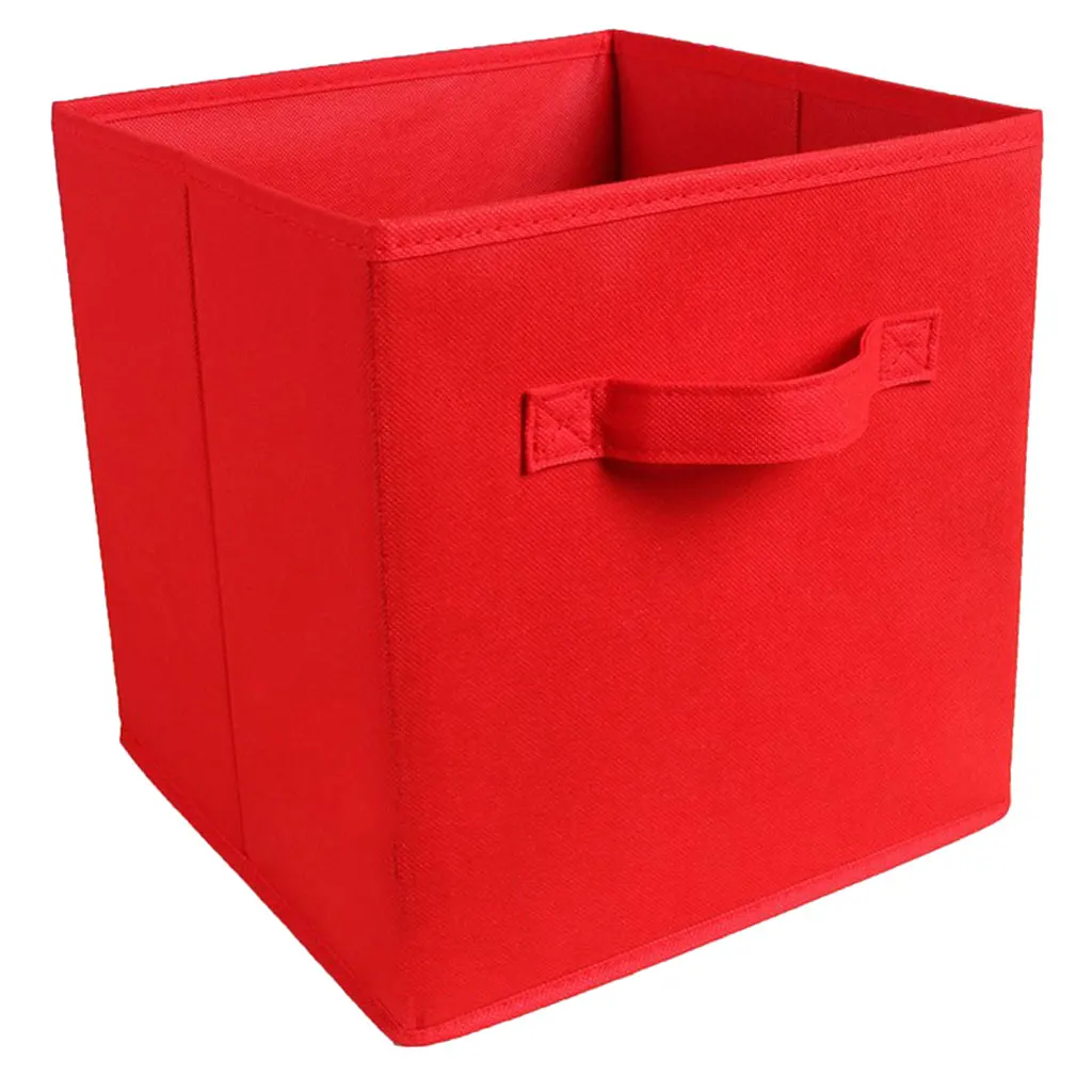Тканевые складные кубические Нетканые Ящики для хранения игрушек нижнее белье одежда рубашка Органайзер коробка для хранения книг корзины косметика - Цвет: Red