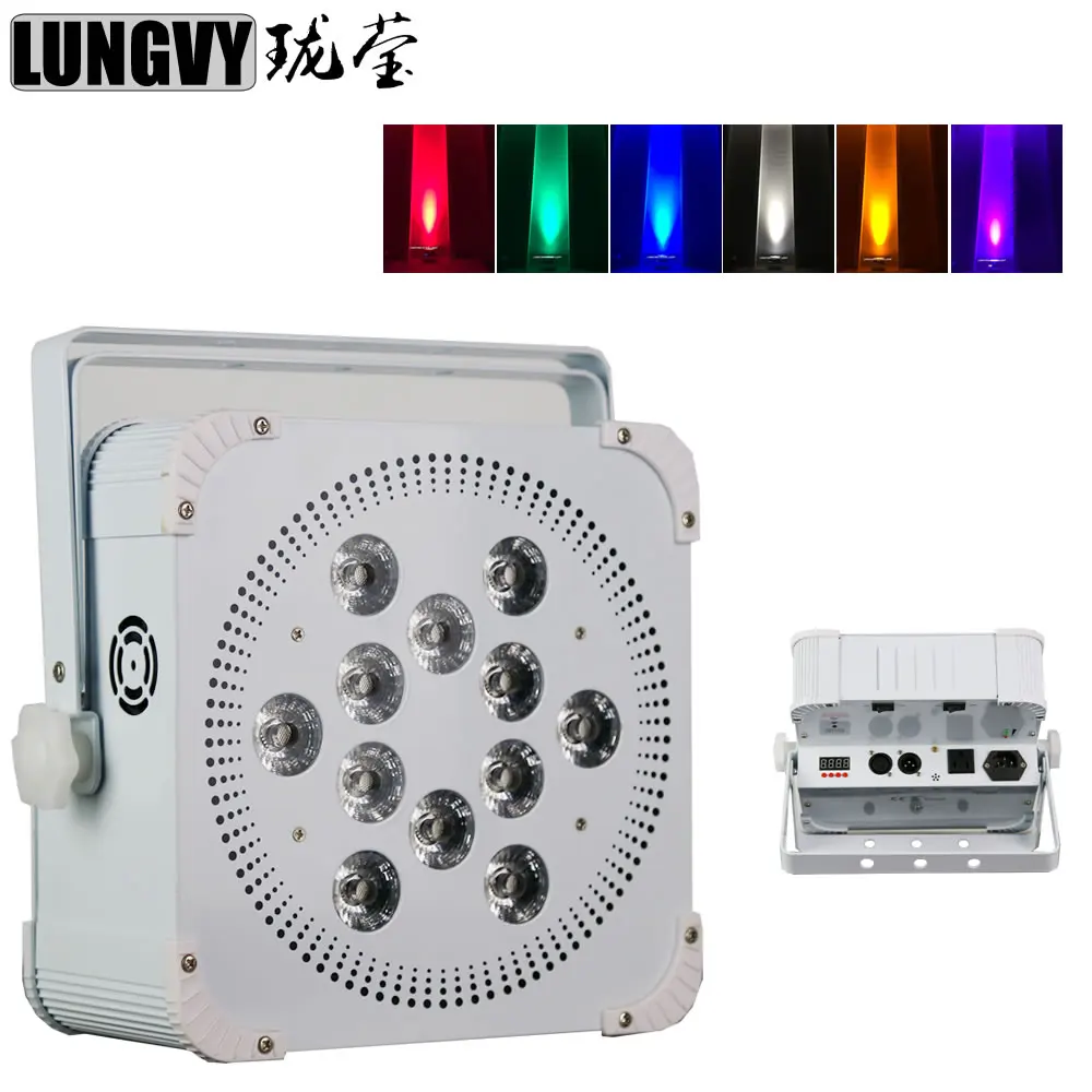 

Free Shipping 12x18w Wireless Battery Powered Led Uplights Led Flat Par Light RGBWA-UV 6IN1 Color Mixing