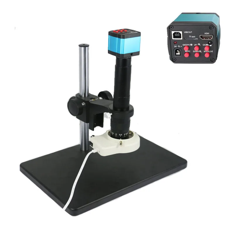 

10X 180X 300X C-Mount lens zoom magnifier 14MP HDMI USB Digital Industrial Video Microscope Camera Set for IC Phone repair tool