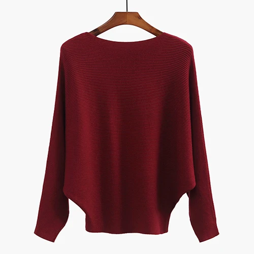 Женский свитер большого размера, Женский пуловер с круглым вырезом, вязаные свитера для женщин, трикотаж для девушек, женские свободные Джемперы s - Цвет: Wine red