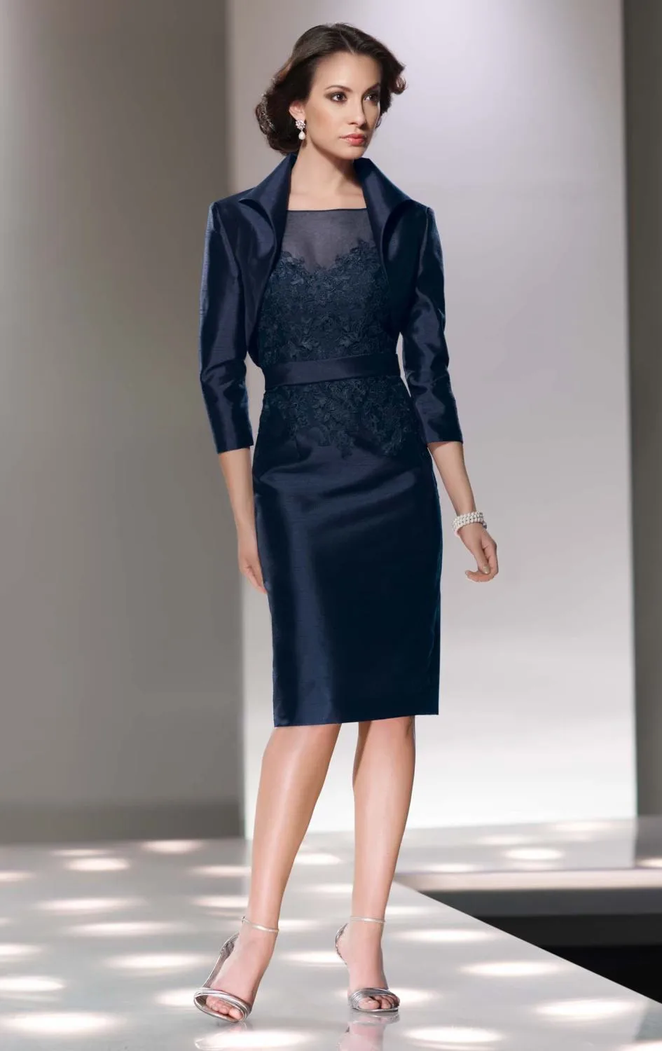 navy and white dress and jacket