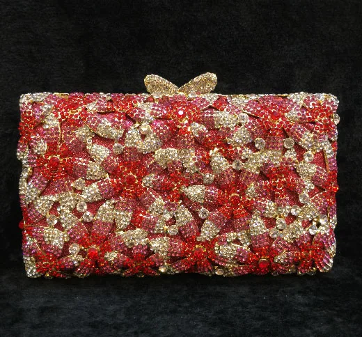 

flap Wedding Clutch Gold red Evening Bag for Women red Crystal Clutch Purse Hard Rhinestone Bridal Clutch for Weddings handbags