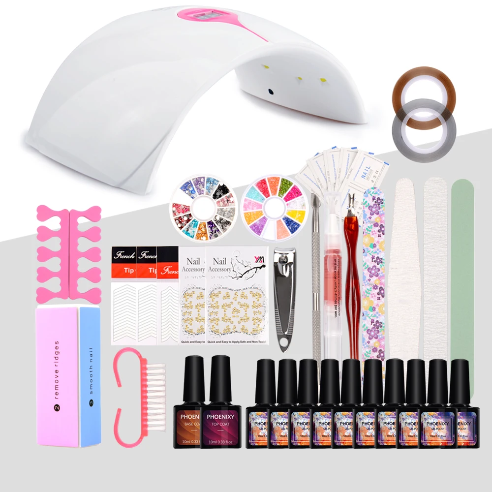 

Gel Nail Polish 36W LED Lamp Dryer UV Gel Varnish Polish Top Base Coat Manicure Tool choose 10 Colors Nail Polish For Nail sets