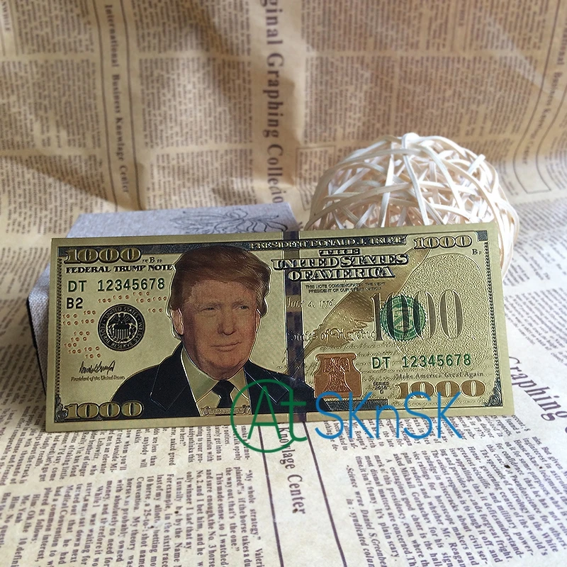 500 шт./лот президент Дональд Трамп позиция США долларовая Золотая банкнота набор