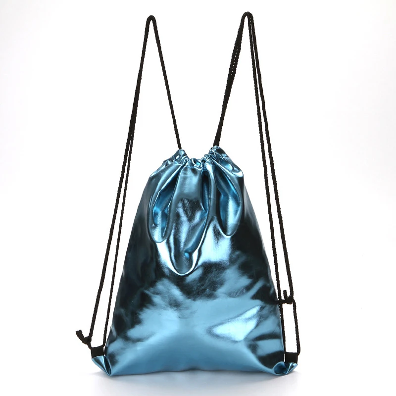 12PCS LOT Drawstring Bags Retro Laser Pure Color Travel Backpack Portable Multifunctional Reusable Fitness Pouch Wholesale