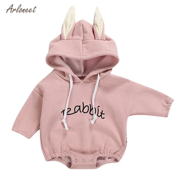 

ARLONEET Todder Kid Baby Girl Boy kids long sleeve style bunny Rabbit ears cute thin velvet jumpsuit romper Pullover