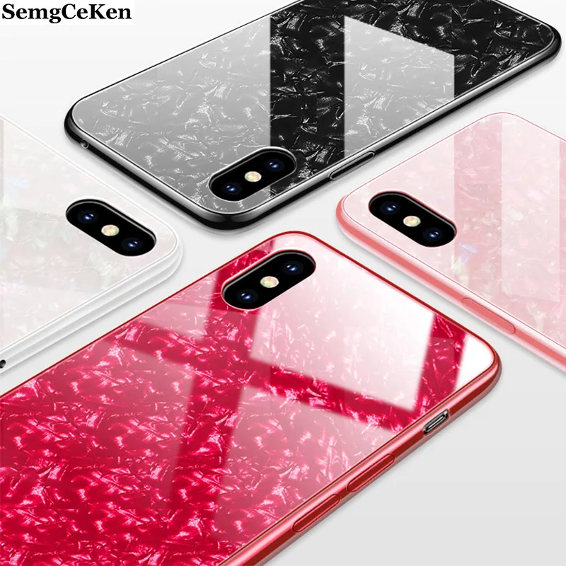 SemgCeKen шикарный стеклянный мраморный чехол для iphone x xs max xr xsmax 6 7 8 6s plus 6plus 7plus