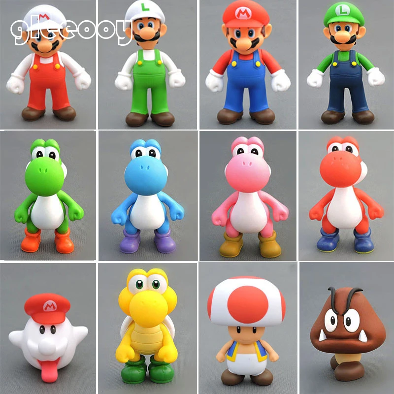 12CM Game Super Mario Hero Resin Figurine Model Mario Bros Movable Collectible Figurine Luigi Peach Bowser Kids Gift Figure Toy