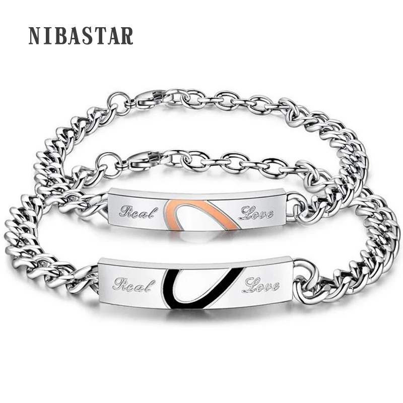 1 шт. любовь сладкий подарок 316L Нержавеющая сталь Головоломки влюбленных Пара браслет браслеты для мужчин и женщин