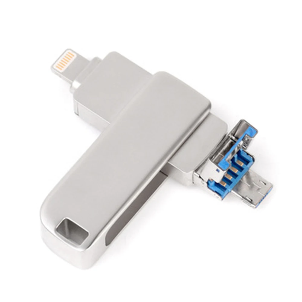 3 в 1 Освещение USB флэш-накопитель USB 3,0 ручка-накопитель для iPhone/iPad/IOS/Android/PC планшетов, USB Memory Stick(128 ГБ серебро - Цвет: Silver  8GB