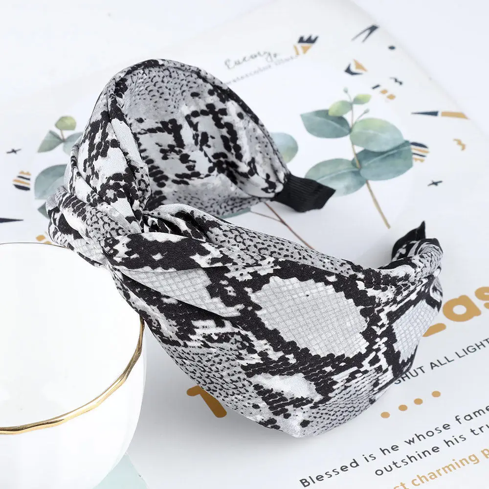 

AWAYTR Women Girls Retro Leopard Snake Skin Textured Printed Headband Sexy Twist Hairband Hair Accessories Hair Hoop Headwear